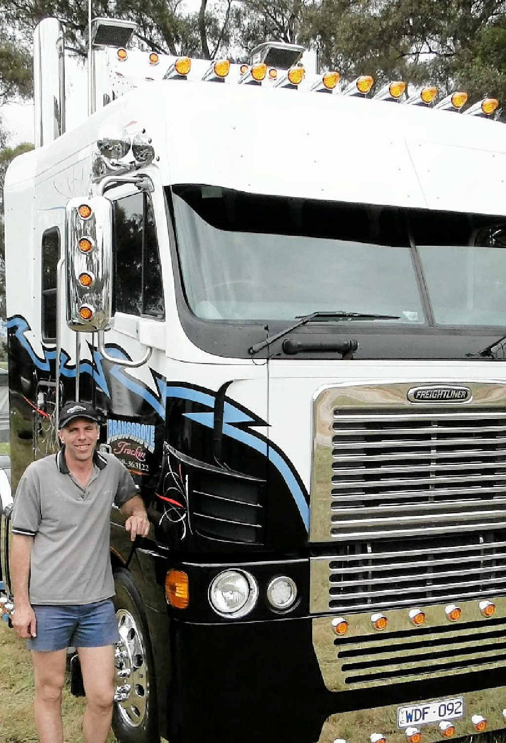 IT MUST BE LOVE: Michael Bransgrove with his souped up Freightliner Argosy. IT MUST BE LOVE: Michael Bransgrove with his souped up Freightliner Argosy.